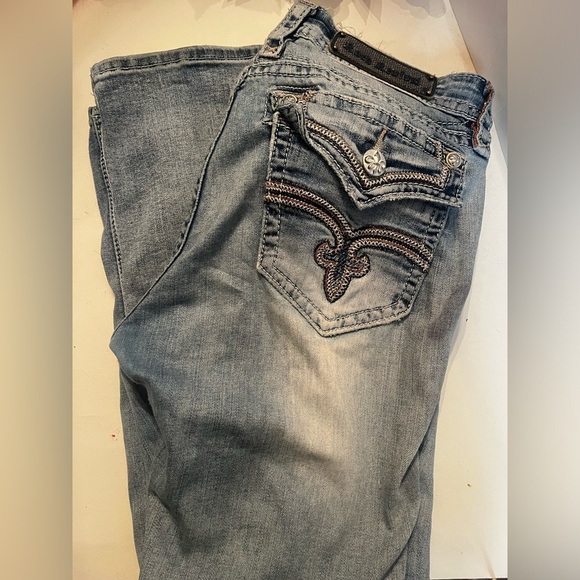 Y2K Rock Revival Essie Rhinestone Embellished Low Rise Flare Leg Jeans Sz 31 - Picture 9 of 12